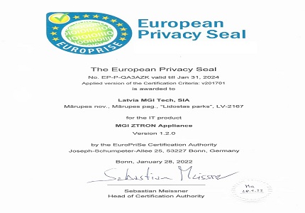 资质 | 华大智造ZTRON基因数据中心一体机完成升级，通过欧洲EuroPriSe隐私保护认证